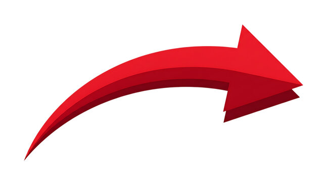 Red curvy directional arrow icon set with white background. Symbol indicating movement, change, and progress. Geometric vector illustration for infographics, websites, and presentations.