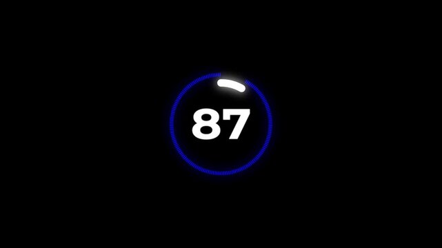 95 seconds countdown, Analog of simple clean timer motion graphic with text numbers.95 to 0 seconds countdown timer with analog clock icon animation on transparent background