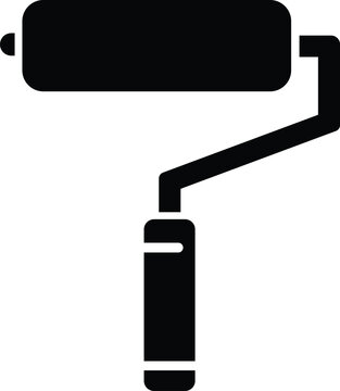 Paint Roller Brush Tool Silhouette Black Vector Icon