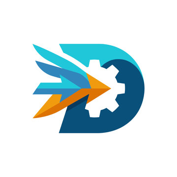 This logo design features a modern, dynamic letter representing motion and creativity, incorporating abstract shapes that emphasize innovation and technology in a sleek manner.