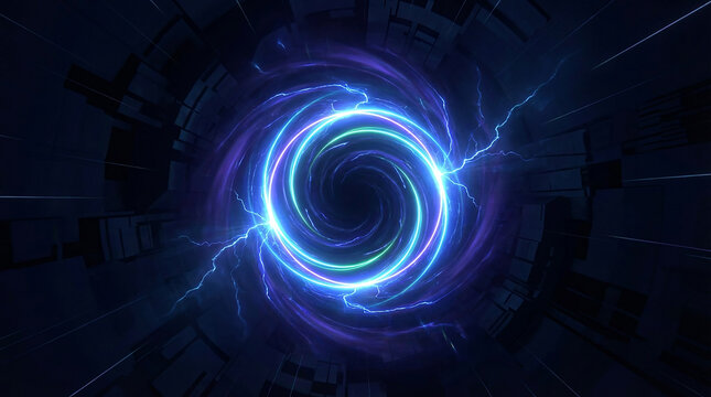 Abstract swirling dark blue energy vortex creating a dynamic electric tunnel perfect for futuristic sci fi power concepts and intense hypnotic digital backgrounds