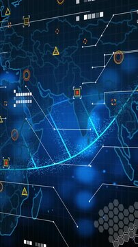 Animation of dna strand and data processing over world map