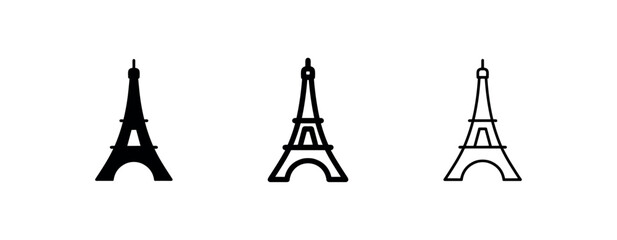 Fototapeta premium Set of Eiffel Tower icons. Paris landmark and travel symbol.
