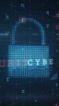 Animation of cyber attack warning over online security padlock
