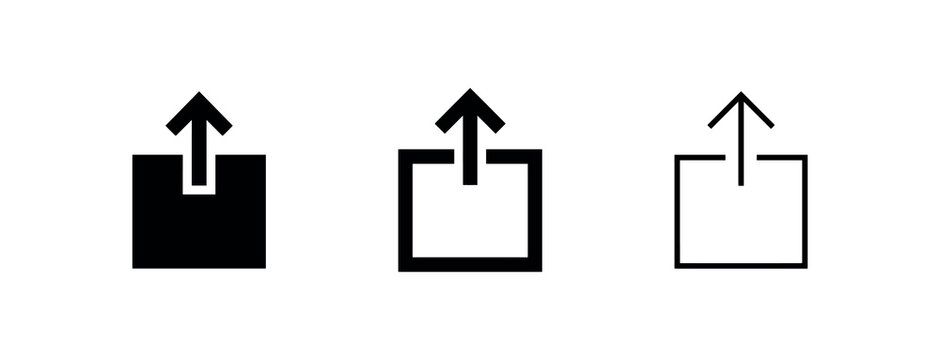 Upload icon set. Send file, share and export symbol collection in various styles.