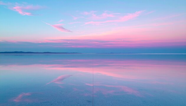 Infinite reflective plane banner featuring serene pastel sky for digital transformation theme