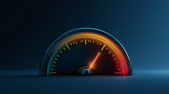 Speedometer gauge showing fast performance and rapid acceleration concept