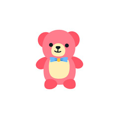 Fototapeta premium Cute Pink Teddy Bear Toy Flat Vector Illustration
