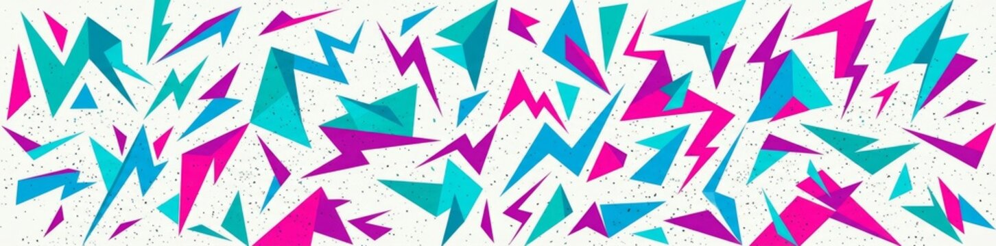 Abstract 90s Retro Geometric Pattern with Colorful Sharp Shapes