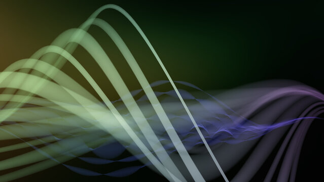 Abstract 3D light waves and flowing curves in a dark background