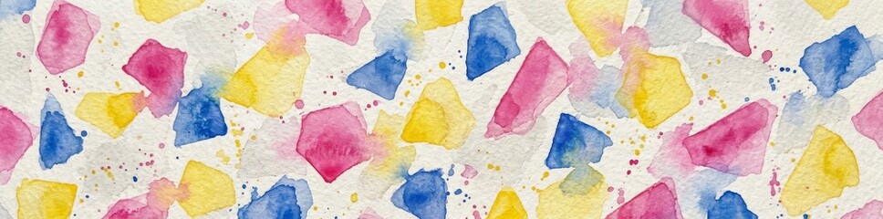 Naklejka premium Abstract Colorful Watercolor Shapes Pattern Banner Background on Textured Paper