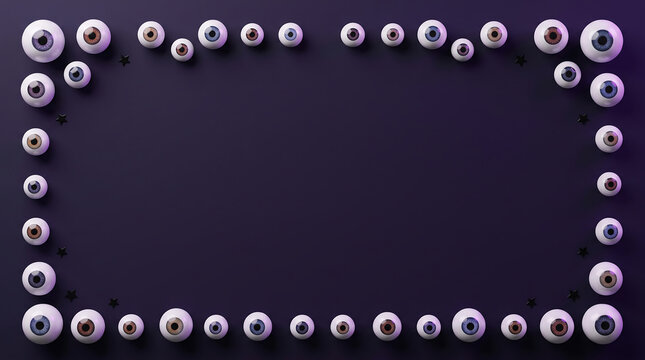 Minimalist geometric border frame with metallic circular elements on dark background