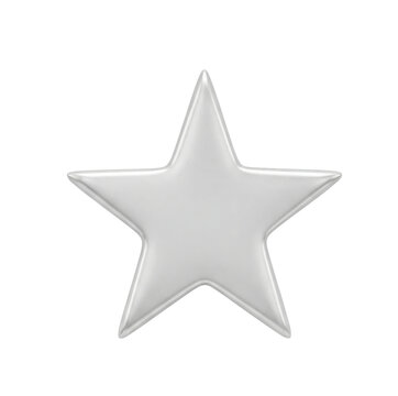 Shiny silver star shape isolated on a clean white background
