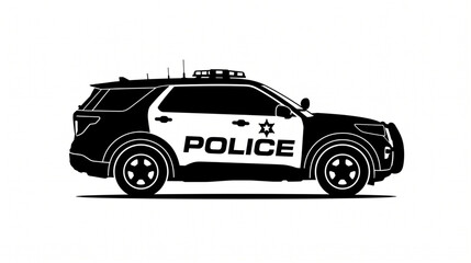 Black silhouette of a police SUV cruiser car vector illustration © Dian