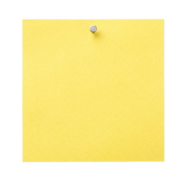 A single yellow sticky note pinned to a transparent background