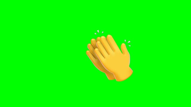 applause hands motion, clapping hands emoji animation reaction on green screen 4k.