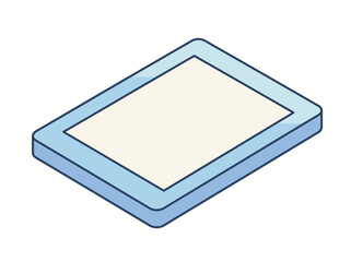 Isometric illustration of a modern tablet device with blue frame. © Awan Creative