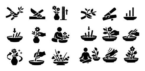 Fototapeta premium Process and craftsmanship icon set with placement careful positioning slow crafting for mobile app design in flat vector art style