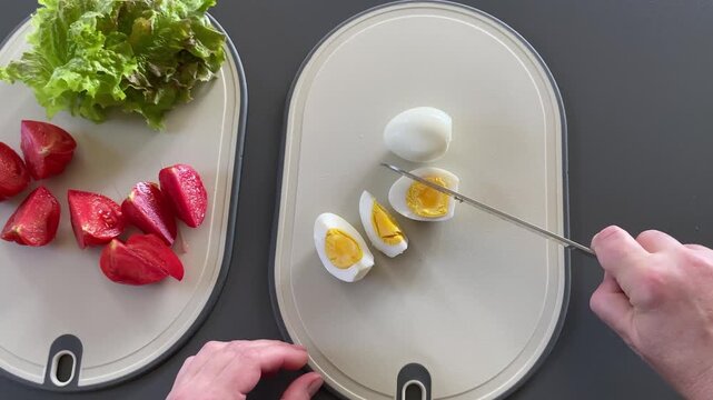 Slicing Fresh Ingredients for a Healthy Meal Preparation