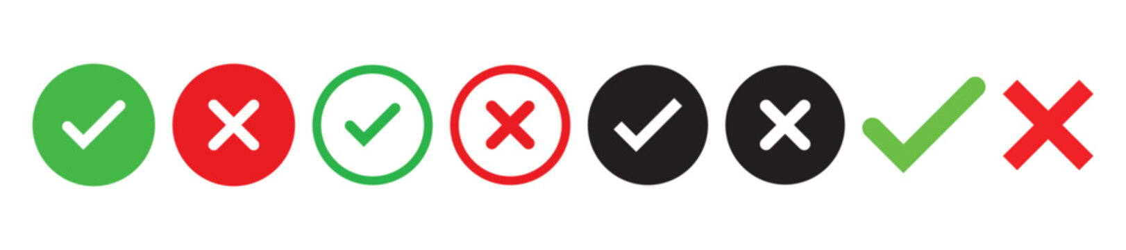 Green check mark and red x cross circle icons for approval and rejection