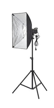 Professional studio softbox light modifier on a tripod stand