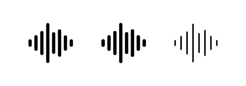 Audio Waveform Sound Bars Icon Set with Filled and Outline Styles