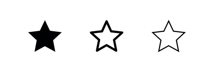 Fototapeta premium Star shape icon set for rating, favorite, and quality designs, in filled, bold, and thin outline styles.