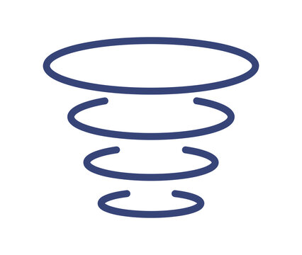 Whirlwind spiral icon featuring twisting curved lines representing a rotating storm, cyclone motion symbol for weather forecast and climate design, minimal outline style illustration.

