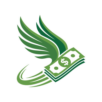 This logo features a stylized wing with a cash stack, symbolizing swift financial services and growth. It's perfect for financial companies looking for a modern touch.