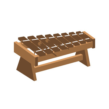 Isometric 3D wooden xylophone percussion musical instrument illustration isolated on white