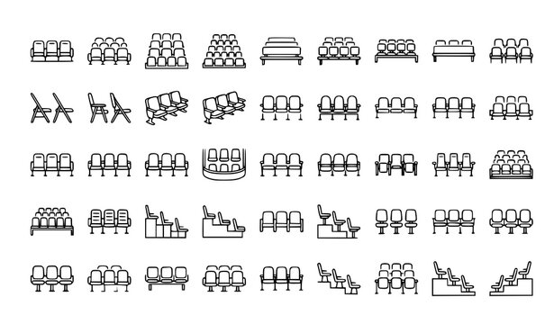 Modern Row Seating Outline Icons