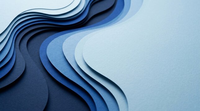 Abstract blue layers flowing wave pattern background