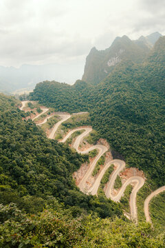 Khau Coc Cha Mountain Pass on the Cao Bang Loop in Vietnam