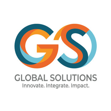 This dynamic logo design for Global Solutions conveys innovation and integration with its vibrant color scheme and strong typography, ideal for modern business branding and identity.
