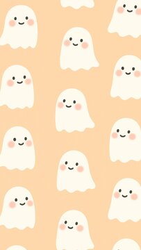 Cute playful ghost pattern mobile wallpaper