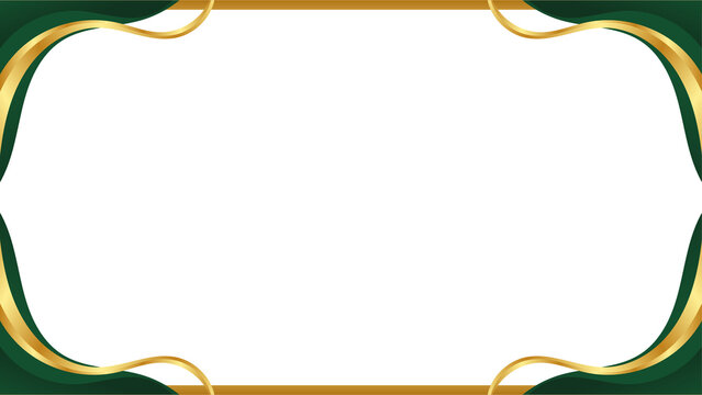 Green and gold luxury frame banner background with copy space