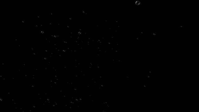 4k Minimalist Soap Bubbles Floating on Black Background for Subtle Video Overlays.