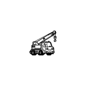 Cartoon cherry picker truck.