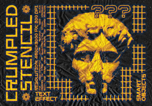 Crumpled Stencil Text Effect For Poster And Branding Design