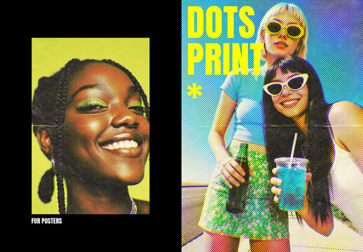 Dots Printed Photo Effect For Poster And Print Design