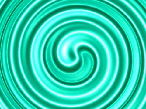 Abstract vector illustration of turquoise green spiral swirl pattern with smooth liquid motion. Modern vibrant background template for hypnosis concept, digital wallpaper, and banner design.