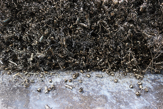 twisted metal swarf spiral industrial background