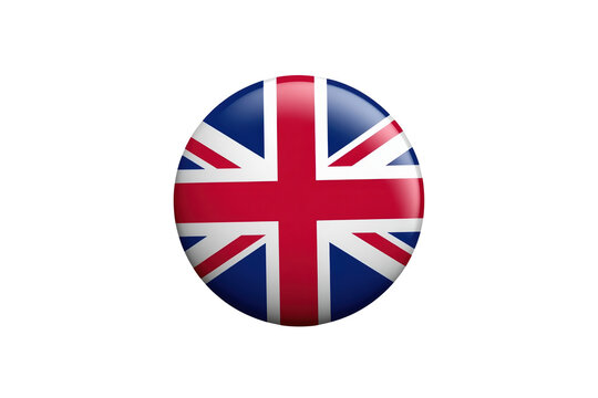Circular British flag symbol with glossy finish
