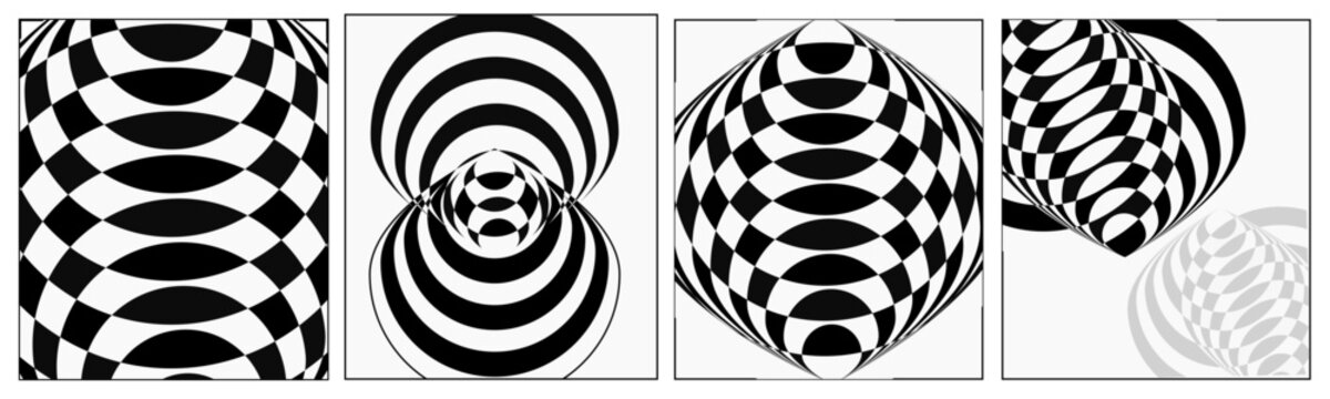 Set of abstract geometric optical illusion patterns
