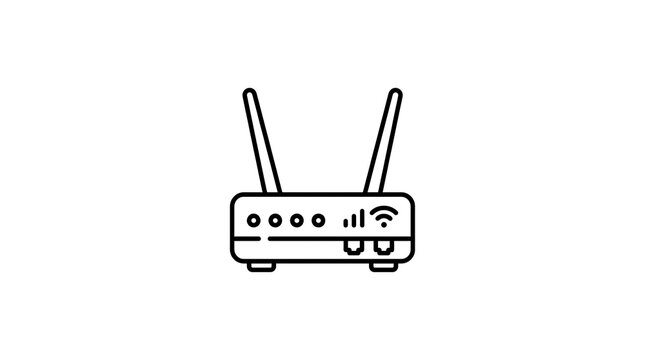 Wireless internet router network device icon line art vector illustration with wireless internet connection technology communication