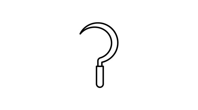 Farming agricultural harvesting tool sickle blade outline icon vector illustration with agriculture harvesting implement equipment isolated