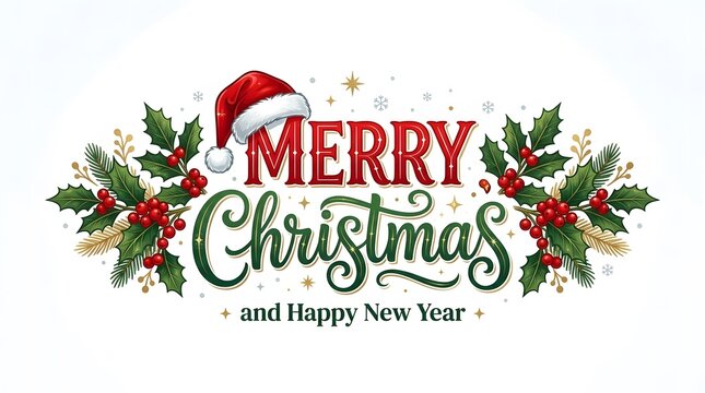 A festive and joyful christmas greeting with vibrant colors and traditional holiday decorations