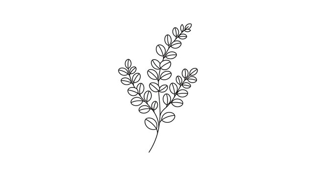 Minimalist line art illustration of a eucalyptus branch