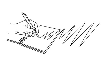 Obraz premium Hand Drawing Zigzag Line with Pen Continuous One Line Drawing Vector Illustration on Notebook Paper Creative Sketching Concept Design