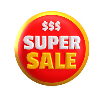 Super sale badge icon 3d discount offer sign label 